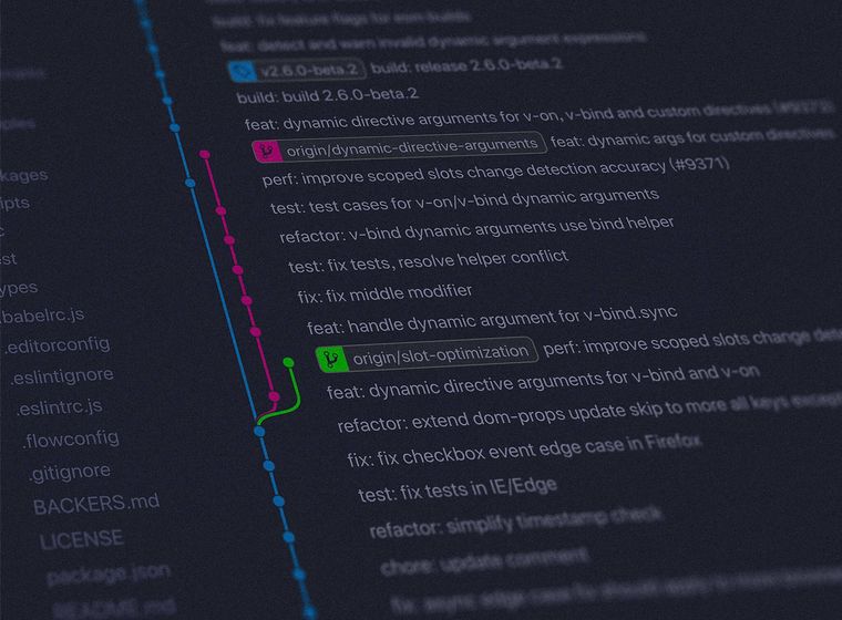 Screenshot of an example Git project